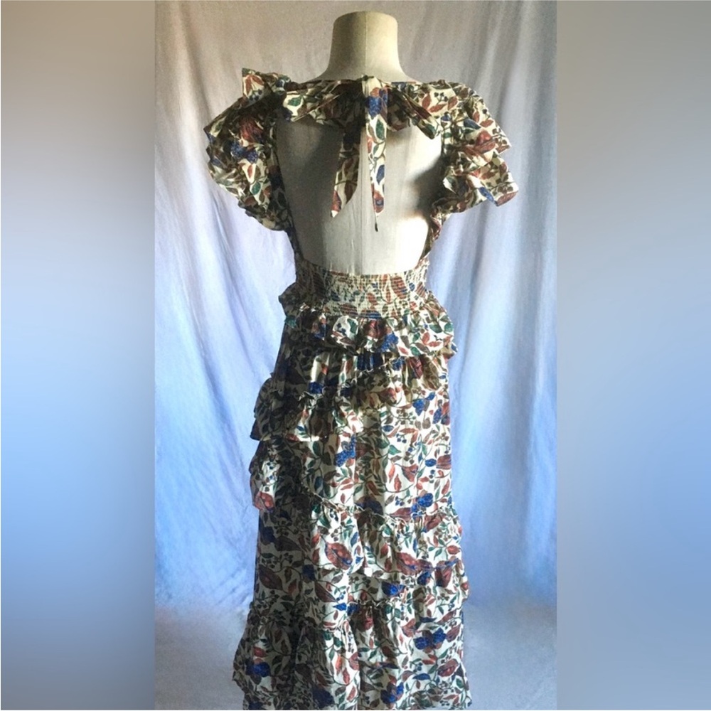 Brand New House of Harlow 1960 Blue Cream Ruffled Wrap Maxi Dress - Picture 2 of 3